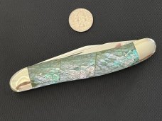 AG Russell Jumbo Muskrat Genuine Crackle Mosaic Abalone Display Knife 