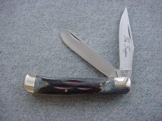 Vintage FROST CUTLERY Custom Design Stag Etched Classic Trapper Pattern Pocket Knife MIB