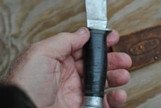 Ka-Bar Union Cut. Co.8 1/4" OAL Stacked leather handleThumb Grooves Original Sheath Full Tang