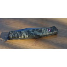 Wenger Century Real Tree Timber 5" Closed 1 Blade Slide Lock No Sign Of Use 1/2 Serrated Lanyard