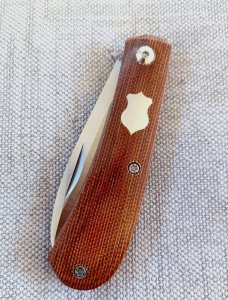 Pepe Jalomo Shadow Mini Zulu..Cpm154..3 5/8" clsd..Natural Micarta..all screws..pouch & coa..#1022 
