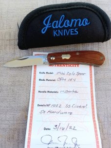 Pepe Jalomo Shadow Mini Zulu..Cpm154..3 5/8" clsd..Natural Micarta..all screws..pouch & coa..#1022 