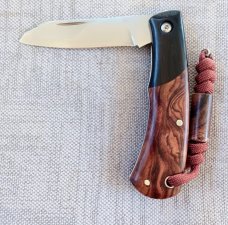 Mhara Native.,N690,..4".coa& box,Purple Heartwood Scales..African Blackwood Bolsters..lanyard  w/bea