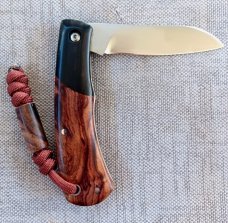 Mhara Native.,N690,..4".coa& box,Purple Heartwood Scales..African Blackwood Bolsters..lanyard  w/bea