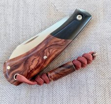 Mhara Native.,N690,..4".coa& box,Purple Heartwood Scales..African Blackwood Bolsters..lanyard  w/bea