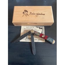 Case Brian Yellowhorse Native Steel Trapper with Burl Paua and Coral inlay 1100
