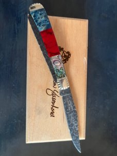 Case Brian Yellowhorse Native Steel Trapper with Burl, Paua and Coral inlay 1/100
