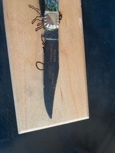Case Brian Yellowhorse Native Steel Trapper with Burl, Paua and Coral inlay 1/100