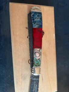 Case Brian Yellowhorse Native Steel Trapper with Burl, Paua and Coral inlay 1/100
