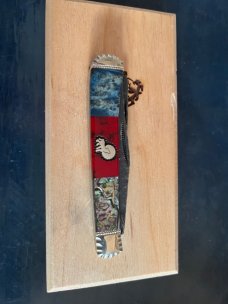 Case Brian Yellowhorse Native Steel Trapper with Burl, Paua and Coral inlay 1/100
