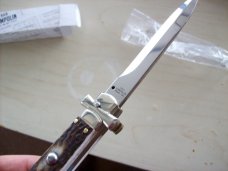A. G. A. Campolin  Lever Maltese Cross Bayonet Large 9 Incher Lockback W/Genuine Stag/Antler NIB