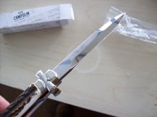 A. G. A. Campolin  Lever Maltese Cross Bayonet Large 9 Incher Lockback W/Genuine Stag/Antler NIB