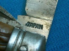VINTAGE JAPAN BONE HANDLE POCKET WATCH FOB KEYCHAIN MINI BABY HOBO FOLDING POCKET KNIFE KNIVES OLD