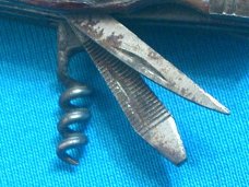 VINTAGE JAPAN BONE HANDLE POCKET WATCH FOB KEYCHAIN MINI BABY HOBO FOLDING POCKET KNIFE KNIVES OLD