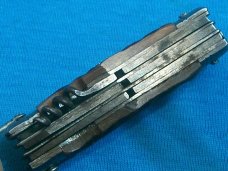 VINTAGE JAPAN BONE HANDLE POCKET WATCH FOB KEYCHAIN MINI BABY HOBO FOLDING POCKET KNIFE KNIVES OLD