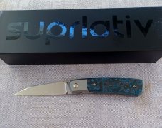 Suprlativ CANIBL Flipper..Artic Storm Fat Carbon and M390..Bolsterrlock,Thumb flip.Oeser/Pena/Garcia