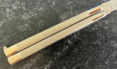 Vintage Valor Balisong Knife, Made In Japan, Model 591, Gold Color Handle, Unused 