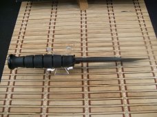 KA-BAR 1258 USA MADE BLACK SHORT CARBON STEEL BLADE WITH CRO-VAN HANDLE & LOCKING HARDSHELL SHEATH