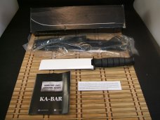 KA-BAR 1258 USA MADE BLACK SHORT CARBON STEEL BLADE WITH CRO-VAN HANDLE & LOCKING HARDSHELL SHEATH