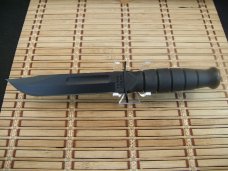 KA-BAR 1258 USA MADE BLACK SHORT CARBON STEEL BLADE WITH CRO-VAN HANDLE & LOCKING HARDSHELL SHEATH