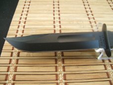 KA-BAR 1258 USA MADE BLACK SHORT CARBON STEEL BLADE WITH CRO-VAN HANDLE & LOCKING HARDSHELL SHEATH