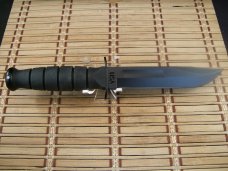 KA-BAR 1258 USA MADE BLACK SHORT CARBON STEEL BLADE WITH CRO-VAN HANDLE & LOCKING HARDSHELL SHEATH
