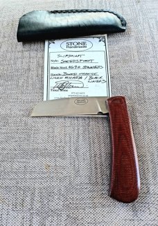 Tinus Stone Blood Orange Micarta Sheepsfoot,black liners and N690,4" closed.Coa..pocket slip..pouch 