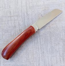 Tinus Stone Blood Orange Micarta Sheepsfoot,black liners and N690,4" closed.Coa..pocket slip..pouch 