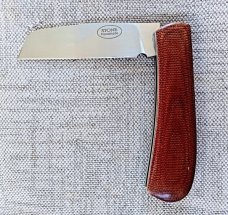 Tinus Stone Blood Orange Micarta Sheepsfoot,black liners and N690,4" closed.Coa..pocket slip..pouch 