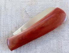 Tinus Stone Blood Orange Micarta Sheepsfoot,black liners and N690,4" closed.Coa..pocket slip..pouch 