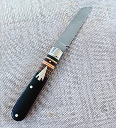 T A Davison Striper Straight Lambsfoot Jack.4".Black Micarta..A2..beadblasted..jeweled liners..#2245