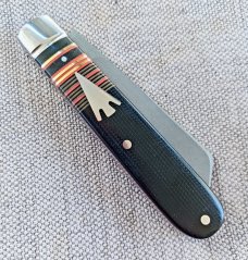 T A Davison Striper Straight Lambsfoot Jack.4".Black Micarta..A2..beadblasted..jeweled liners..#2245