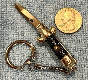 Miniature Switchblade Knife, Made In Hong Kong, With Keychain, Unused