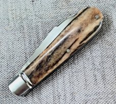 MDK Wharncliffe Trapper..4 closed..Smooth Giraffe Bone..N690..fluted bolsters..Taco Pouch
