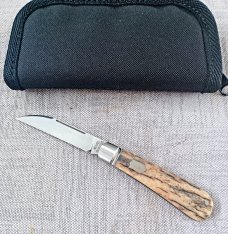 MDK Wharncliffe Trapper..4 closed..Smooth Giraffe Bone..N690..fluted bolsters..Taco Pouch