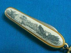 VINTAGE BARLOW USA EAGLE SCRIMSAW POCKET WATCH FOB KEYCHAIN SLEEVEBOARD KNIFE KNIVES OLD USA
