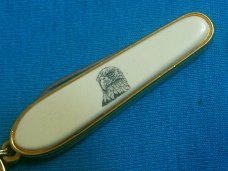 VINTAGE BARLOW USA EAGLE SCRIMSAW POCKET WATCH FOB KEYCHAIN SLEEVEBOARD KNIFE KNIVES OLD USA