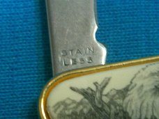 VINTAGE BARLOW USA EAGLE SCRIMSAW POCKET WATCH FOB KEYCHAIN SLEEVEBOARD KNIFE KNIVES OLD USA