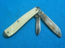 VINTAGE CRACKED ICE HANDLE MADE IN USA SERPENTINE PEN JACK FOLDING POCKET KNIFE KNIVES OLD