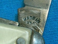VINTAGE CRACKED ICE HANDLE MADE IN USA SERPENTINE PEN JACK FOLDING POCKET KNIFE KNIVES OLD
