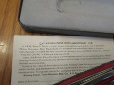 Kissing Crane 150th Anniversary Red Jigged Bone Sleeveboard Whittler 1834 to 1984