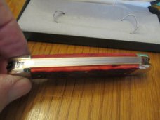 Kissing Crane 150th Anniversary Red Jigged Bone Sleeveboard Whittler 1834 to 1984