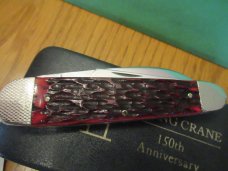 Kissing Crane 150th Anniversary Red Jigged Bone Sleeveboard Whittler 1834 to 1984