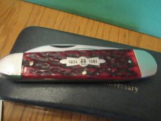 Kissing Crane 150th Anniversary Red Jigged Bone Sleeveboard Whittler 1834 to 1984