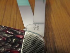 Kissing Crane 150th Anniversary Red Jigged Bone Sleeveboard Whittler 1834 to 1984