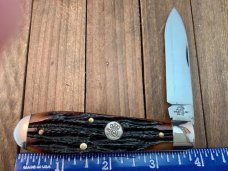 Queen Cutlery Tear Drop Jack Amber Carved Stag Bone 