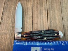 Queen Cutlery Tear Drop Jack Amber Carved Stag Bone 