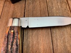 Queen Cutlery Tear Drop Jack Amber Carved Stag Bone 