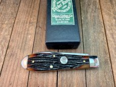 Queen Cutlery Tear Drop Jack Amber Carved Stag Bone 