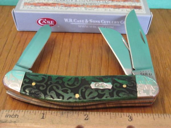 Case XX 2020 Image XX Scrolled Bolsters Ivy Bermuda Green Bone Sowbelly Pattern # TB6339 SS Case XX 2020 Image XX Scrolled Bolsters Ivy Bermuda Green Bone Sowbelly Pattern # TB6339 SS